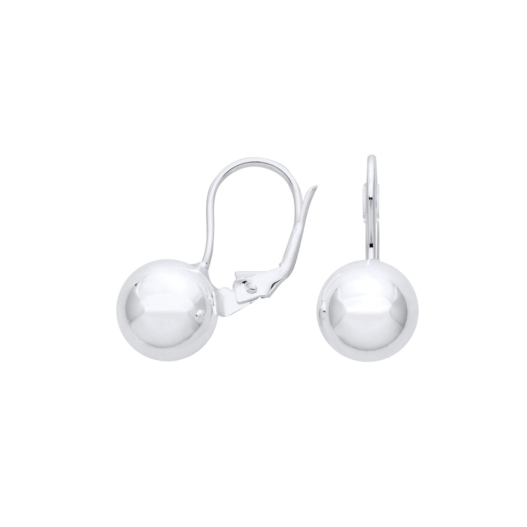 10mm Ball Earrings With Hook Back In Silver
