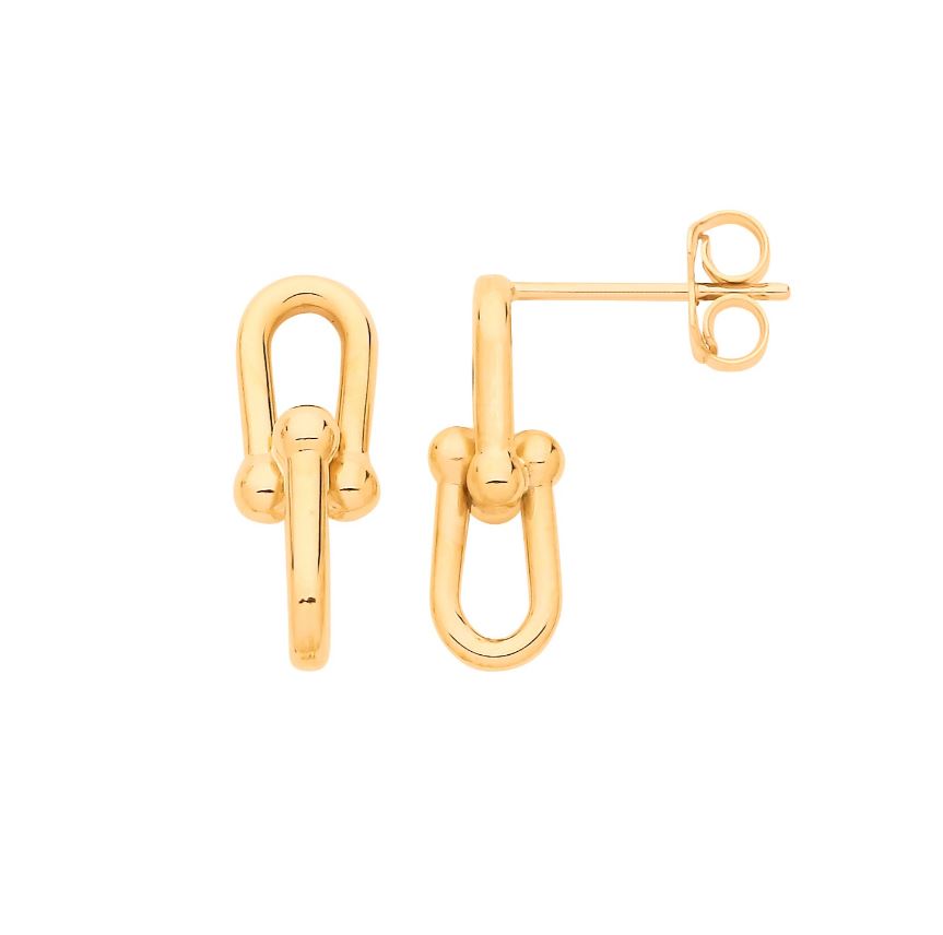 Bike Lock Stud Earrings In 9ct Gold