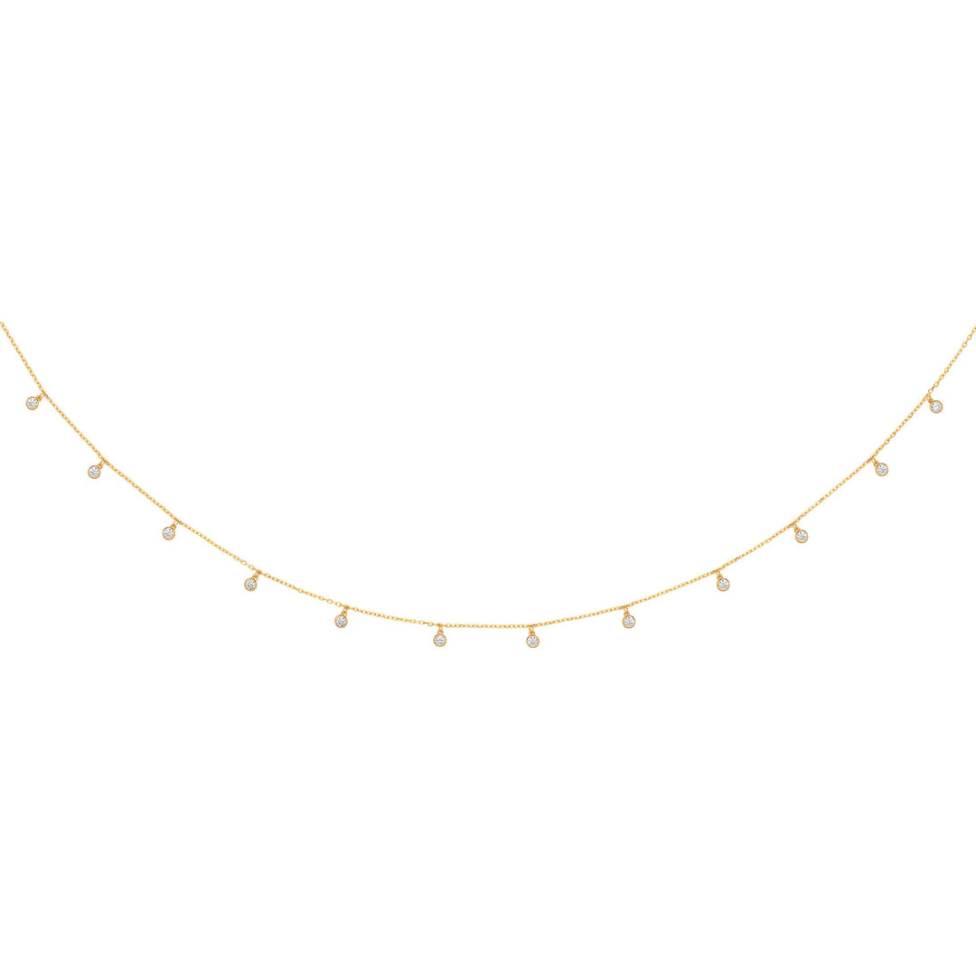 Dangling CZs Diamond by the Yard 17"Necklace In 9ct Gold