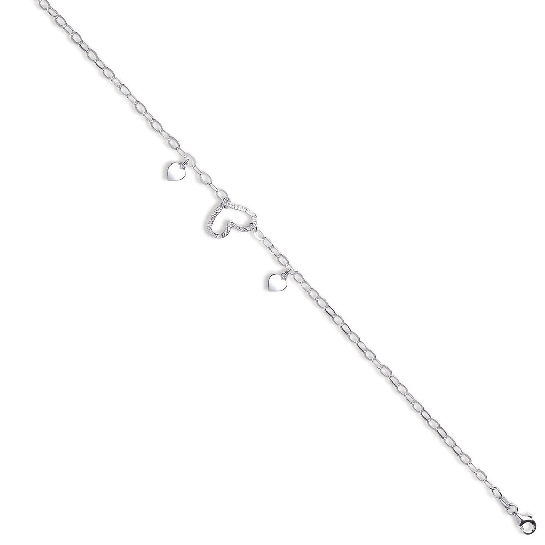 Waterproof Fancy Heart Anklet In Silver