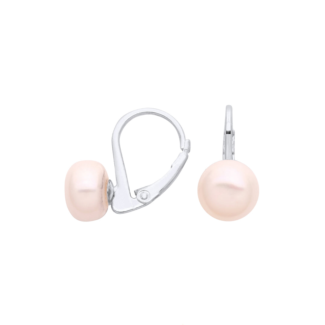 Fresh Water Pearl Earrings With Hook Back In Silver