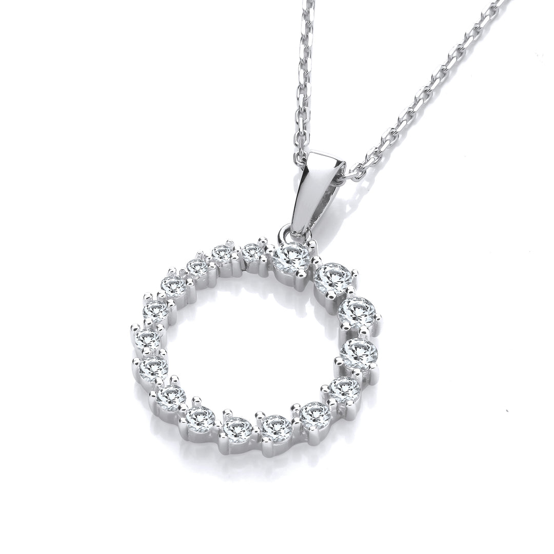 Graduated CZs Circle of Life Necklace In silver