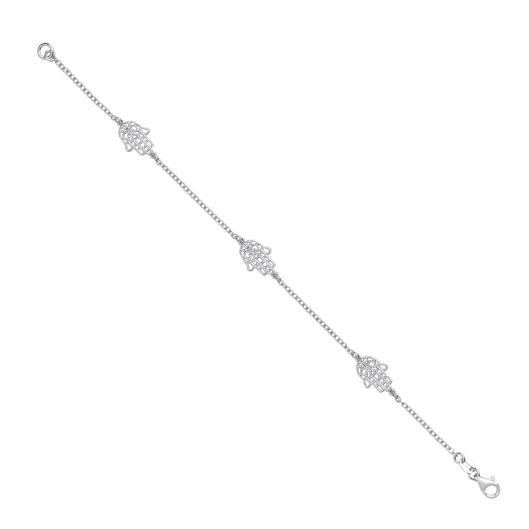 Hamsa Hand Ladies Bracelet In Silver