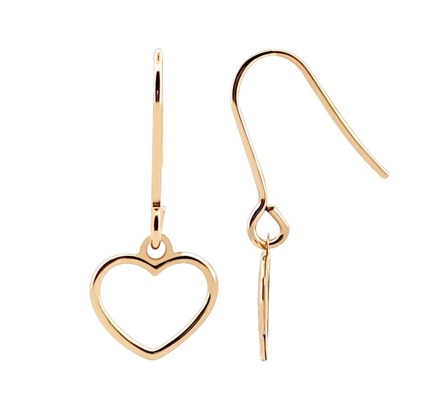 Heart Drop Earrings In 9ct Gold