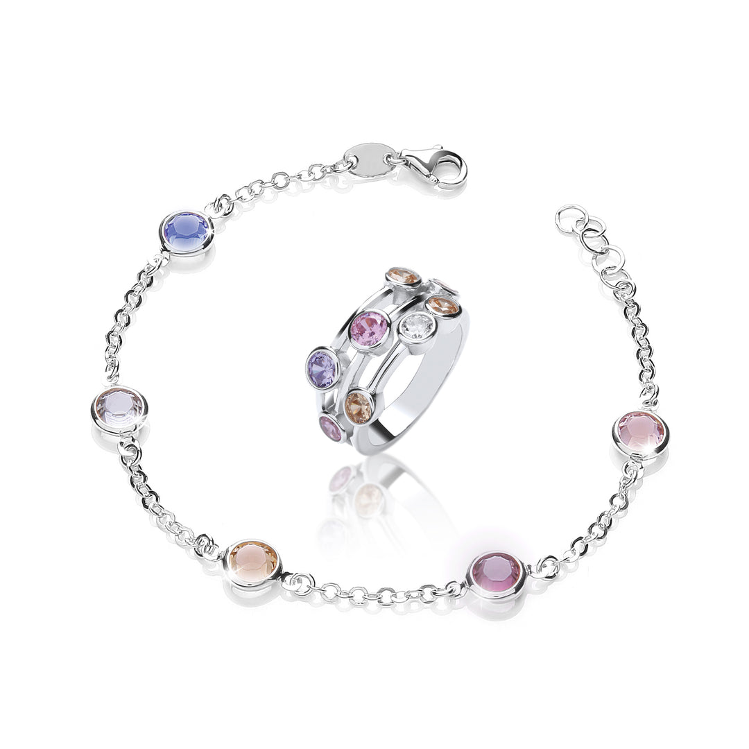 multi colour j jaz ring and bracelet