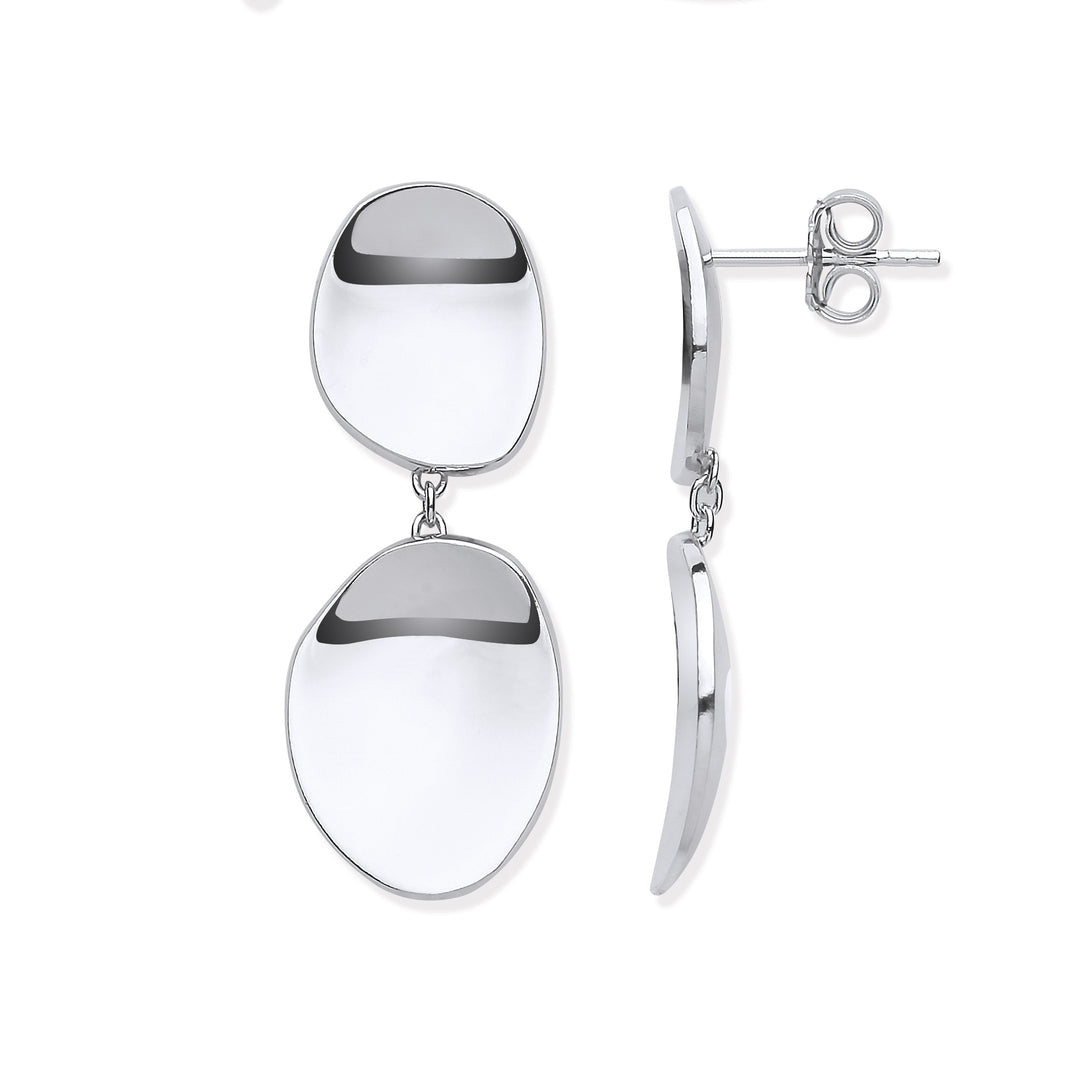 Shiny Disc Design Drop Earrings In Silver