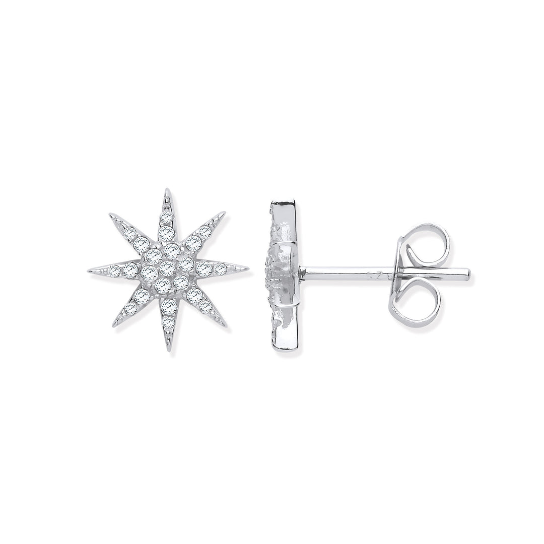 Starburst Stud Earrings In Sterling Silver