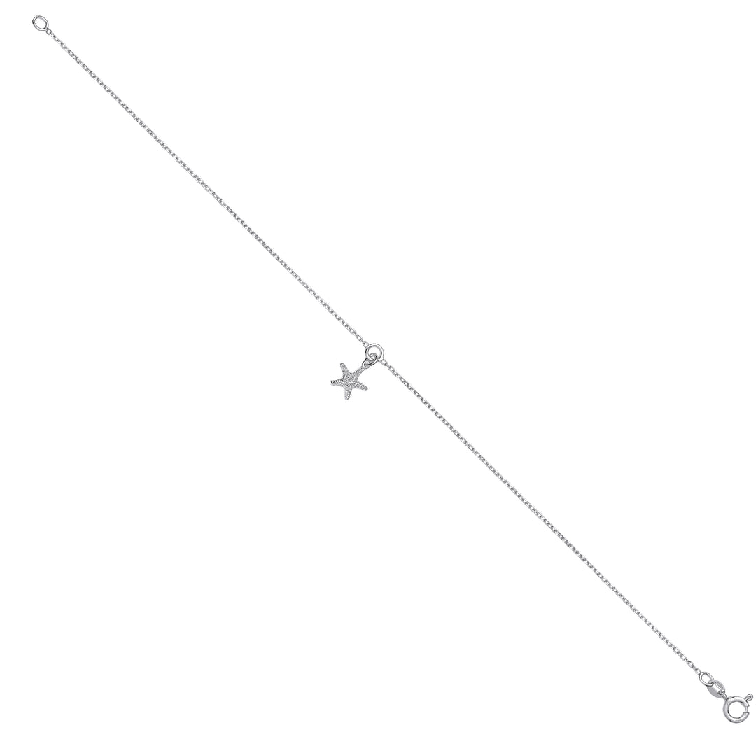 Waterproof Starfish Anklet In Silver