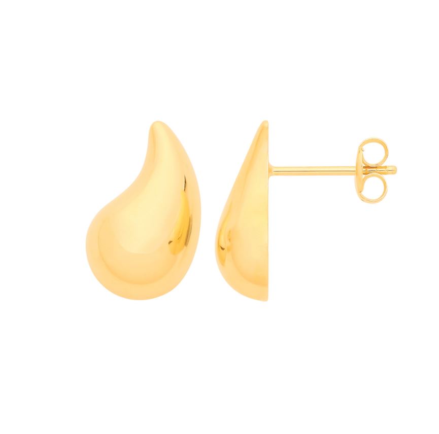 Tear Drop Stud YG Earrings In 9ct Gold