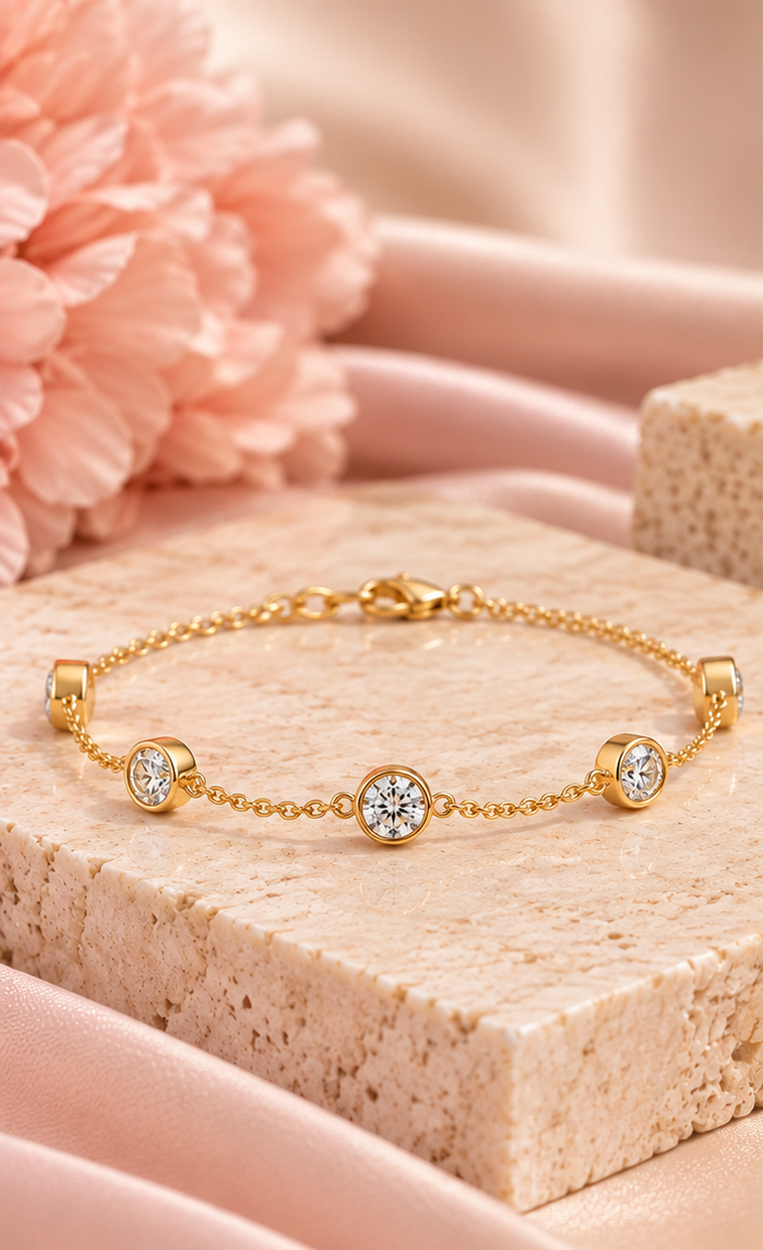 1.05ct Lab-Grown Diamond Bezel-Set Bracelet in 18ct Yellow Gold