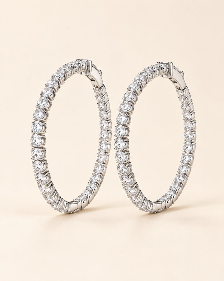 18ct white gold lab-grown diamond hoop earrings