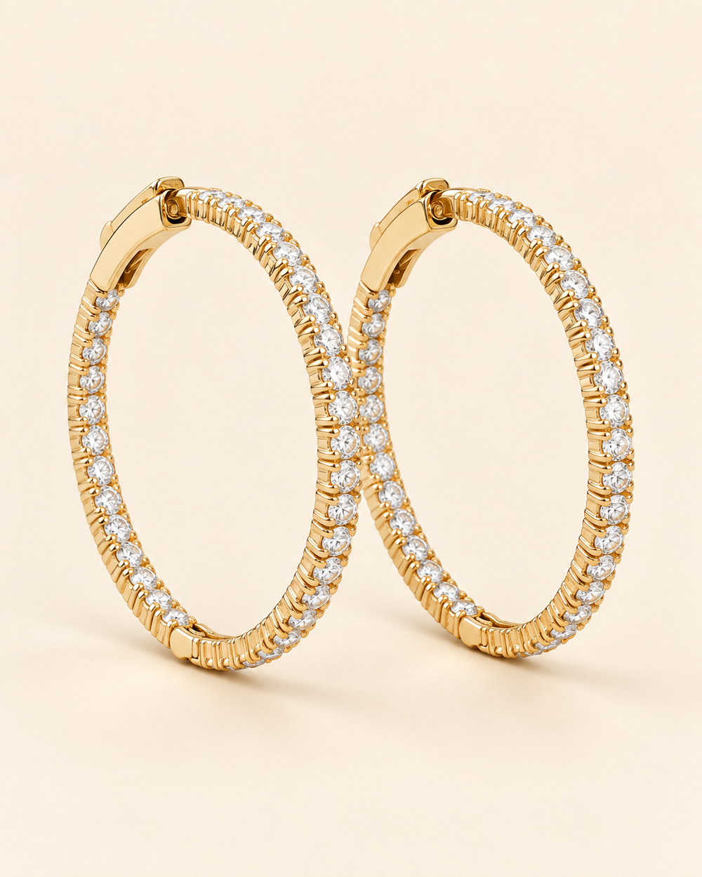 18ct yellow gold lab-grown diamond hoop earrings