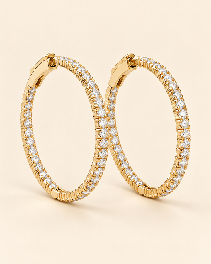 18ct yellow gold lab-grown diamond hoop earrings