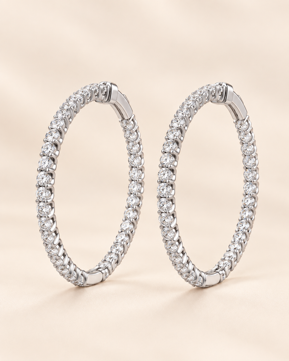 9ct Lab-Grown Diamond Oval Hoop Earrings