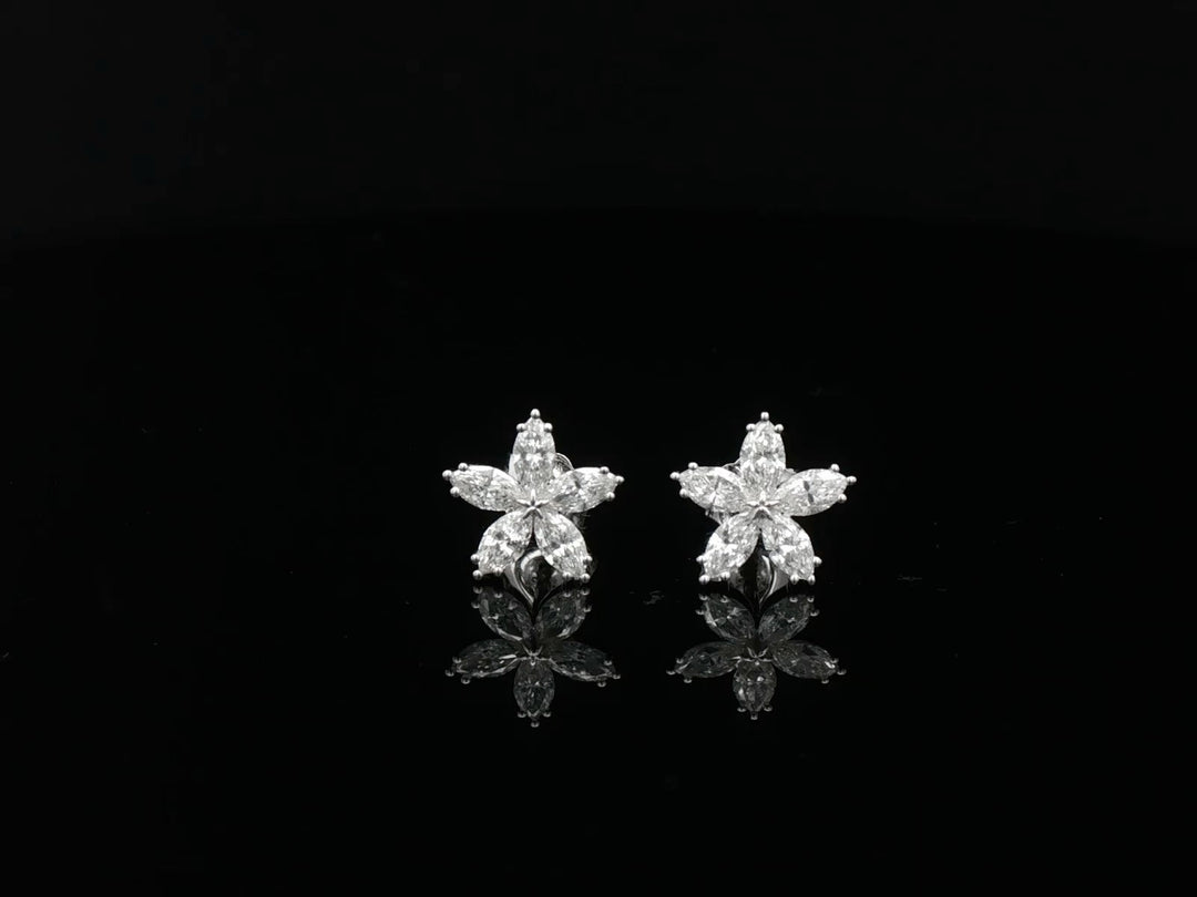 9ct white gold lab-grown marquise flower stud earrings — original supplier image #metal_9ct-white-gold