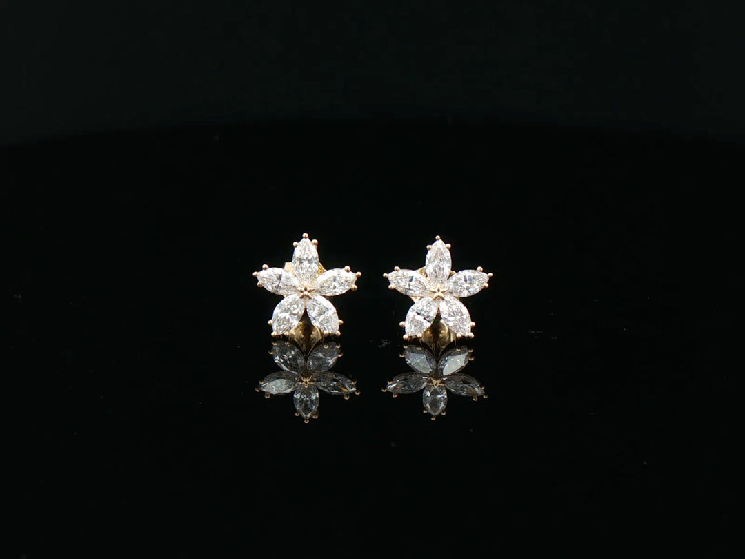9ct yellow gold lab-grown marquise flower stud earrings — original #metal_9ct-yellow-gold