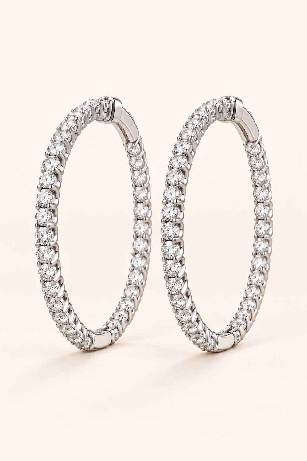 9ct Lab-Grown Diamond Oval Hoop Earrings
