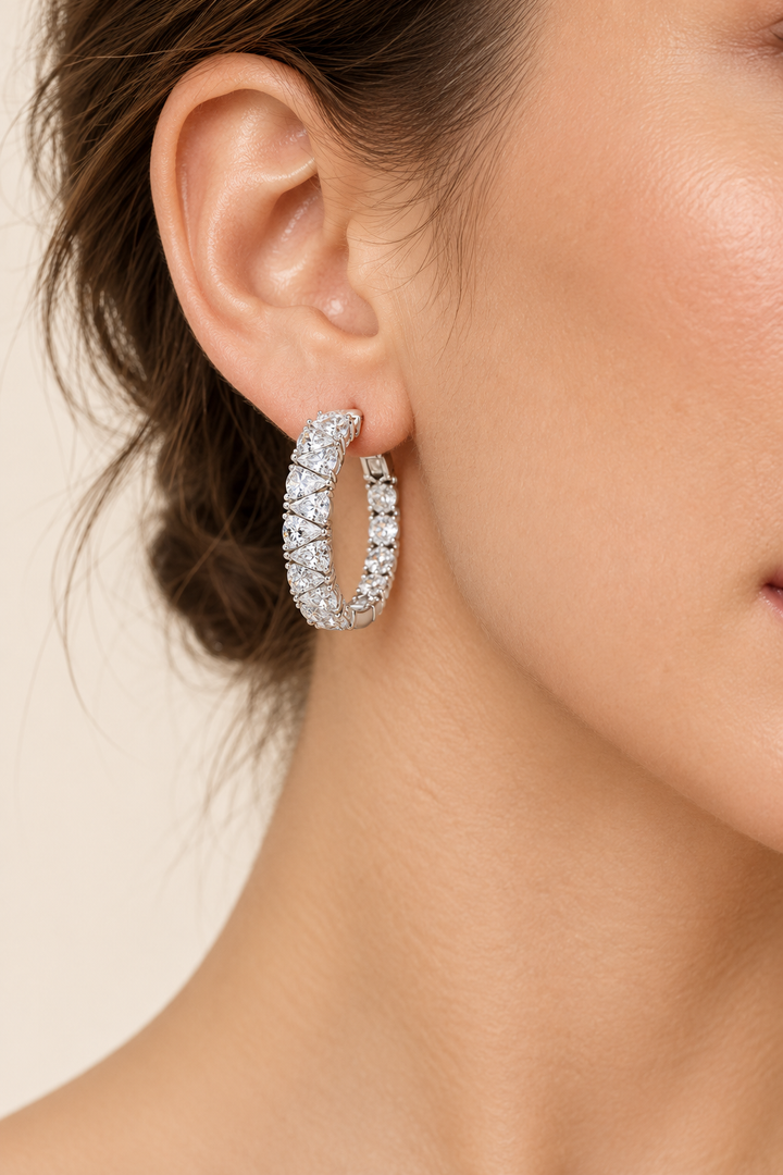 18ct Lab-Grown Diamond Pear Shape Hoop Earrings