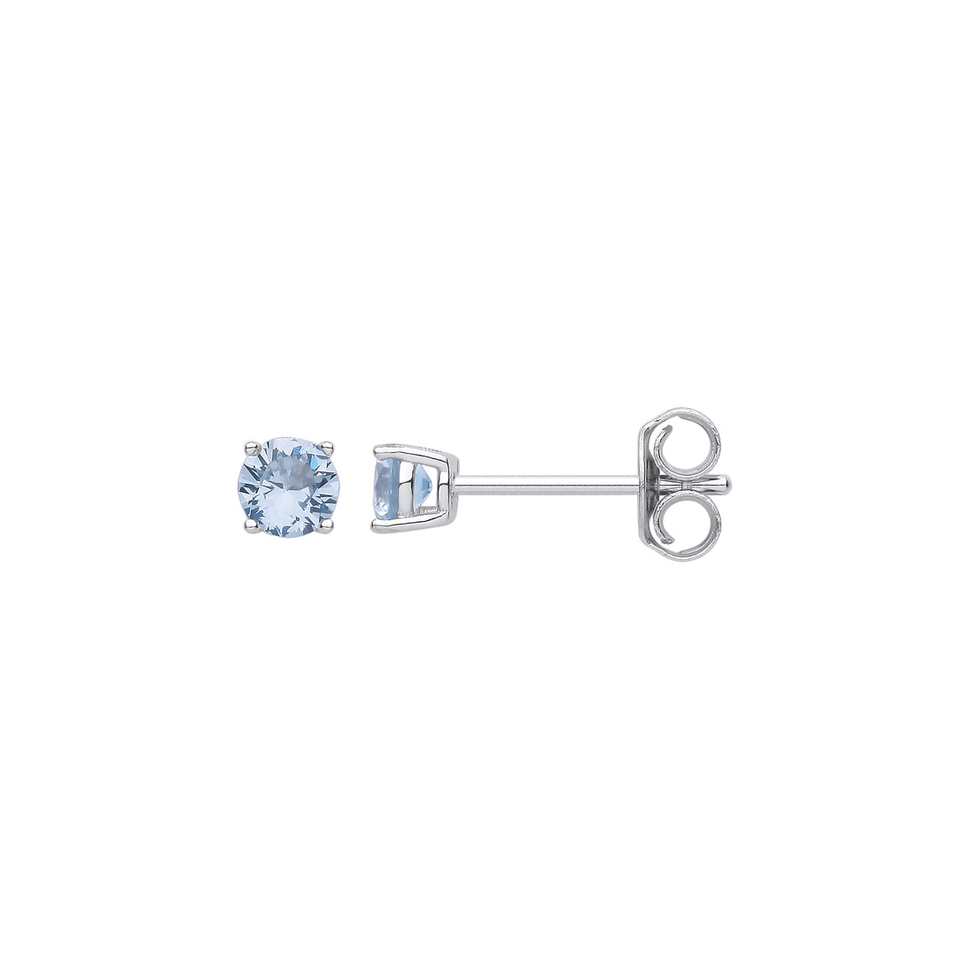 solitaire  silver stud blue earring