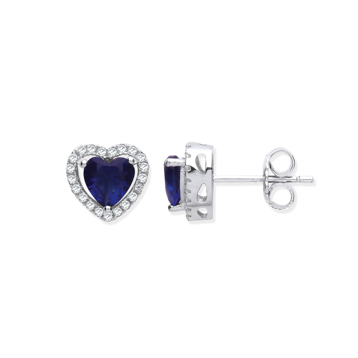 sapphire blue heart shape earrings for September gift