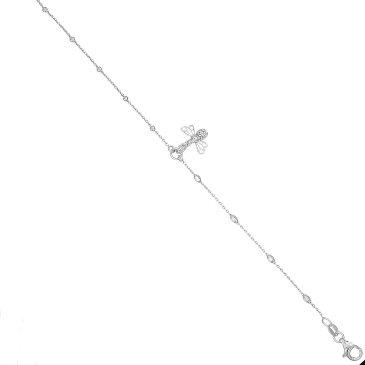 Waterproof Bumble Bee Anklet In Silver