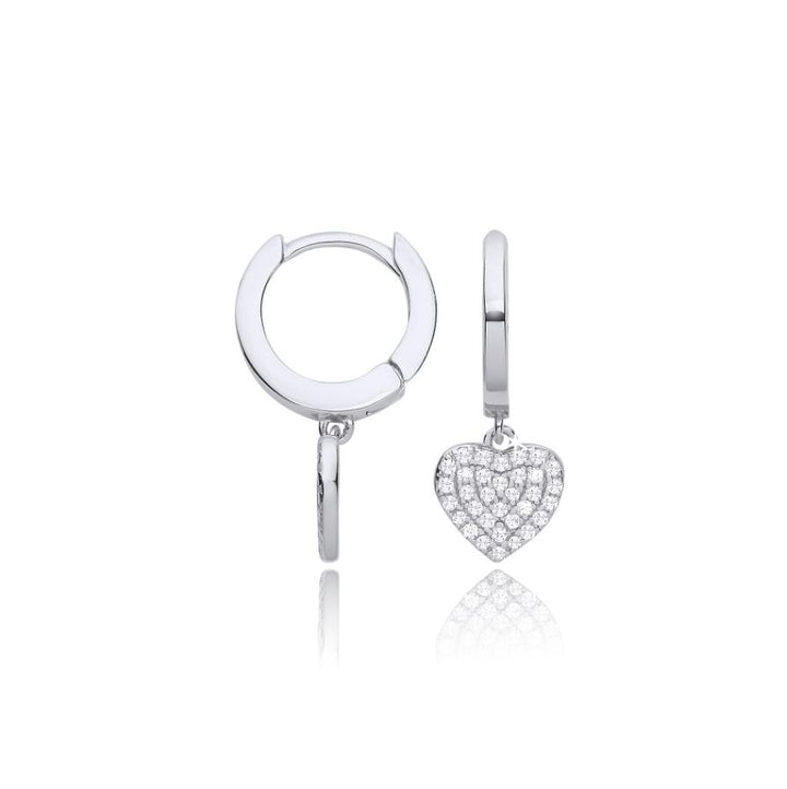 Heart / Star Hinged Huggies Earrings In Silver