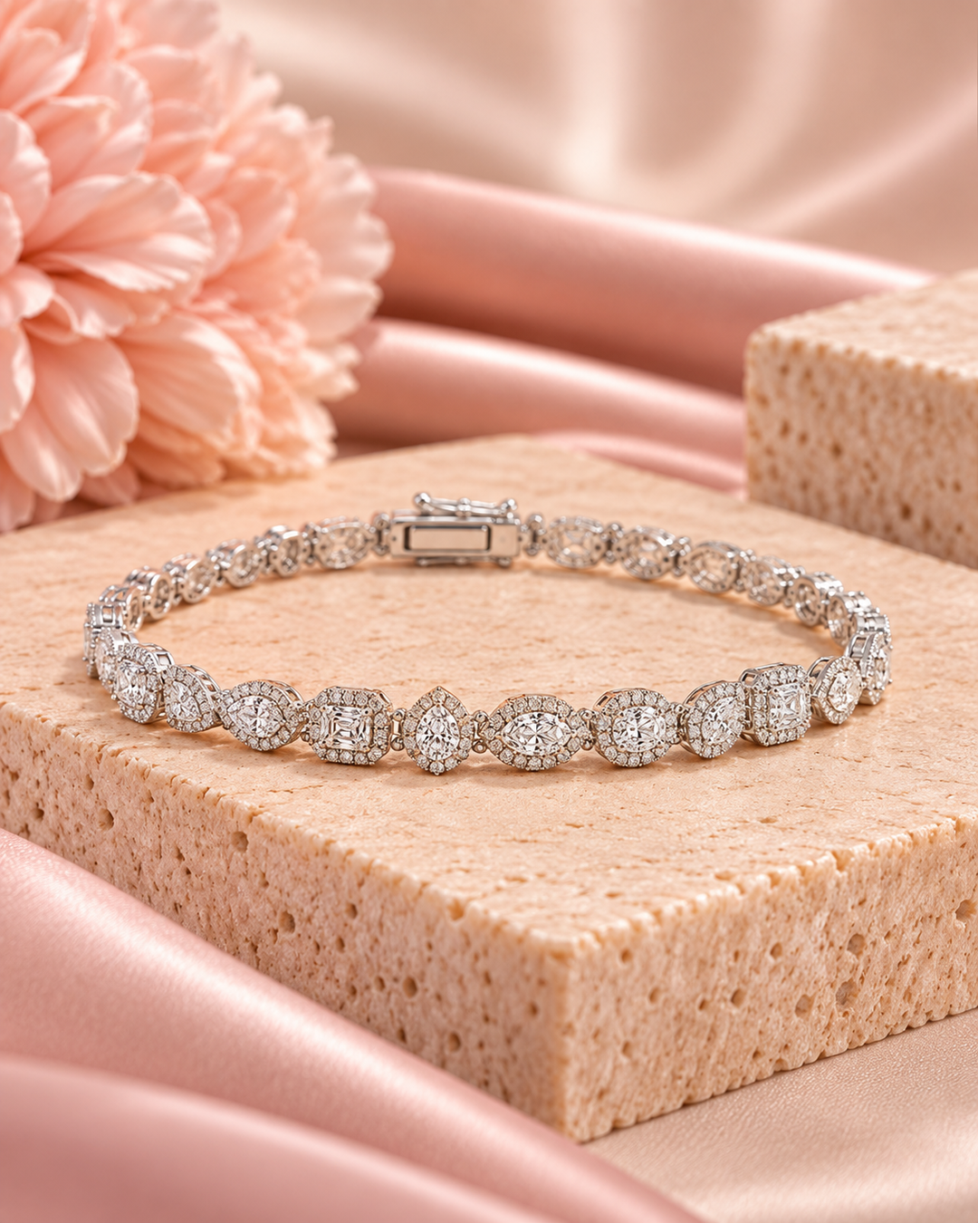 Fancy Shape Halo Lab-Grown Diamond Tennis Bracelet
