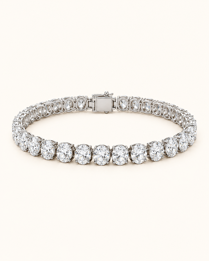 Oval Cut Lab-Grown Diamond Tennis Bracelet