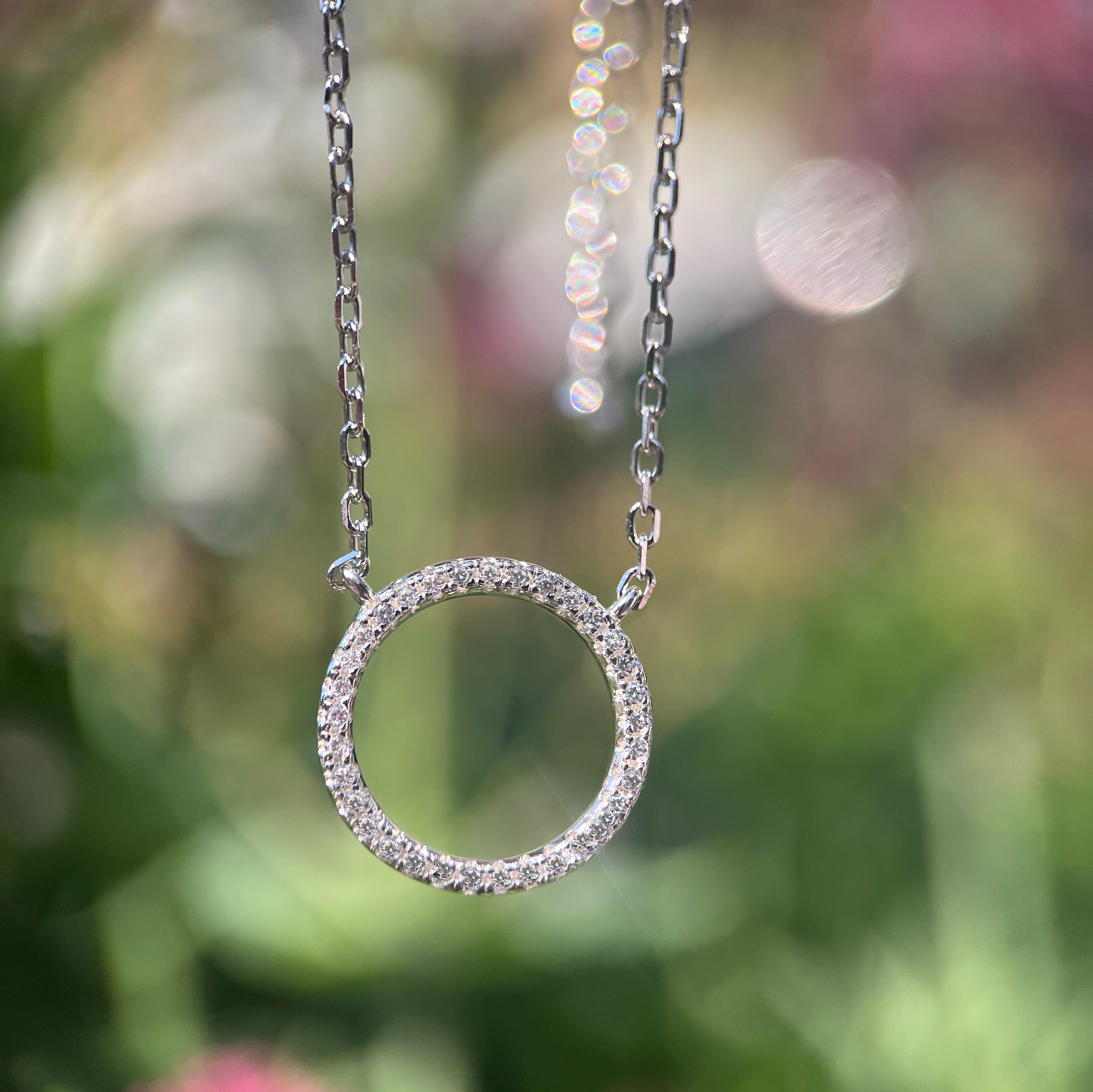 Jewelry | Crystal Circle Pendant Necklacef 925 Silver New | Poshmark
