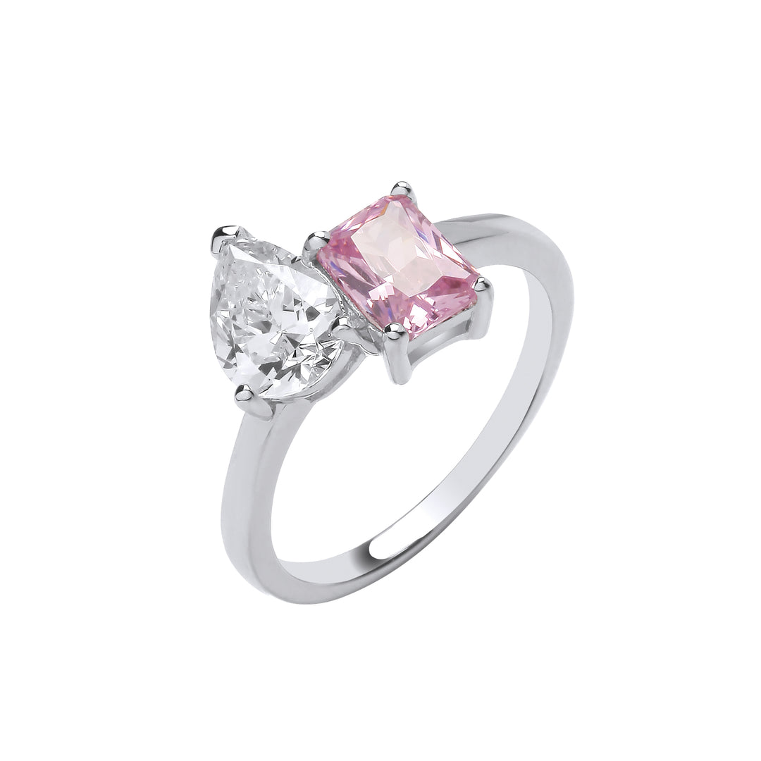 pink crystal diamond  ring 