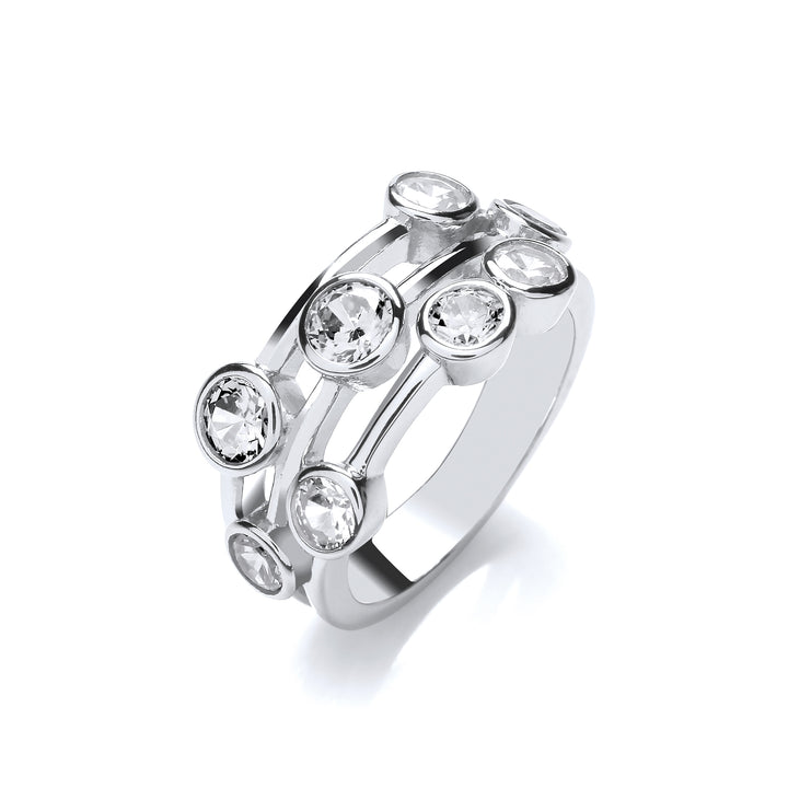 Rubover Bubble Cz Crystal Ring In Silver
