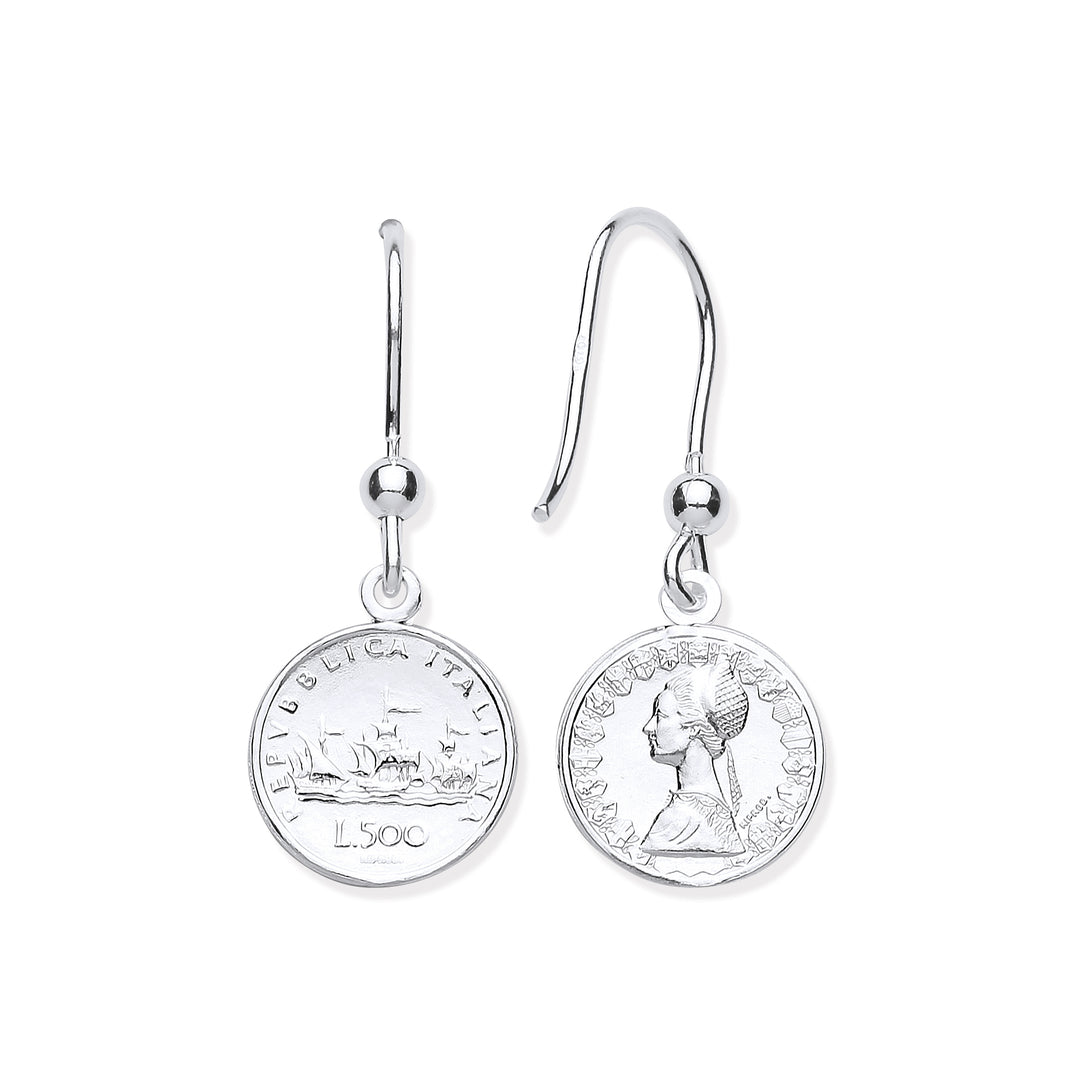 Coin Drop Hook Earrings in Silver – GeMMs