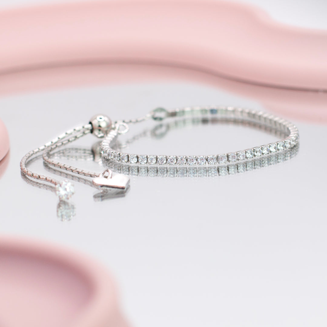 crystal silver adjustable party wear bracelet