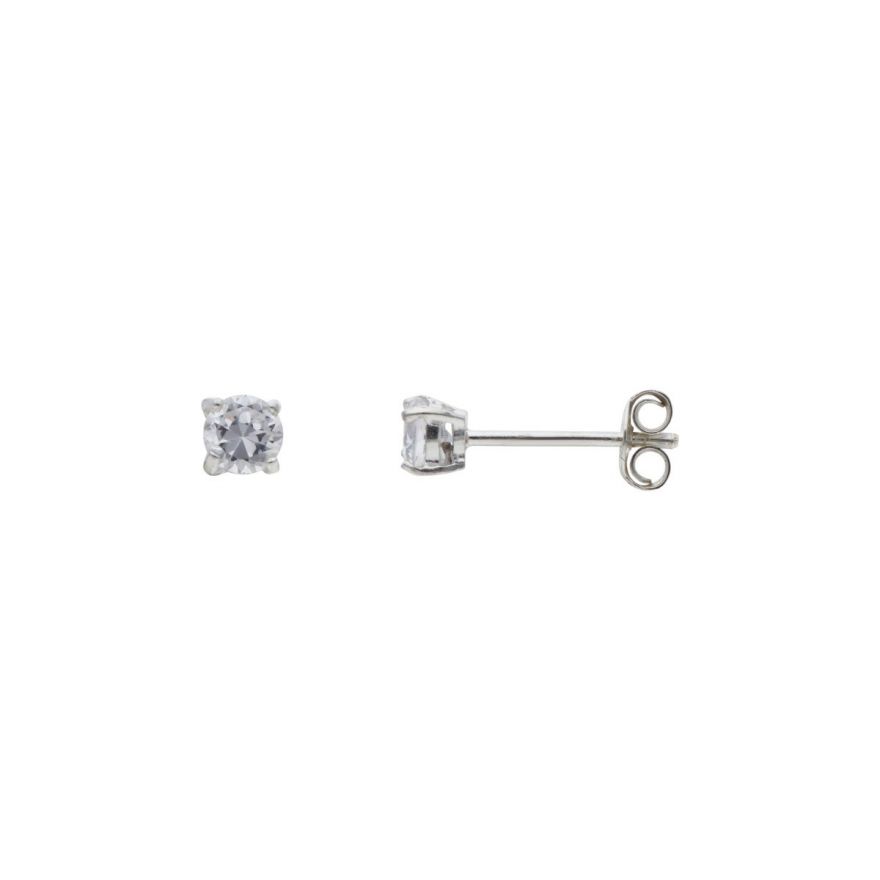 Crystal Round Brilliant 4mm Stud earrings In Silver