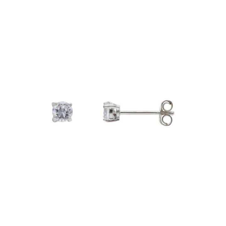 Crystal Round Brilliant 4mm Stud earrings In Silver