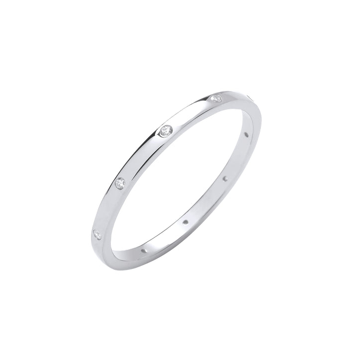 Dainty Court Wedding Ring Clear Crystal in Silver