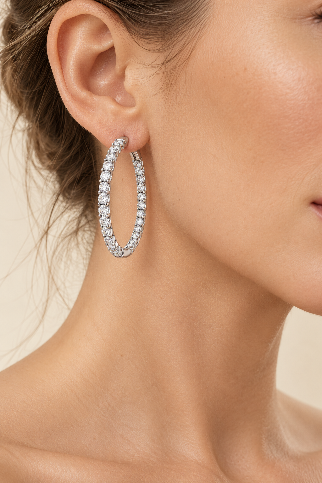 9ct Lab-Grown Diamond Oval Hoop Earrings