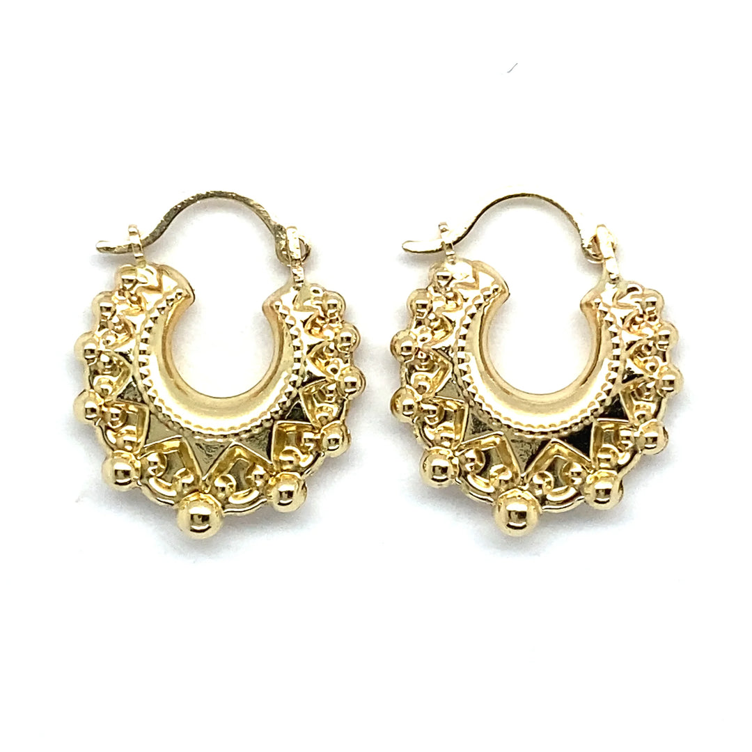 Embossed Creole Huggie Earrings in Silver/Gold