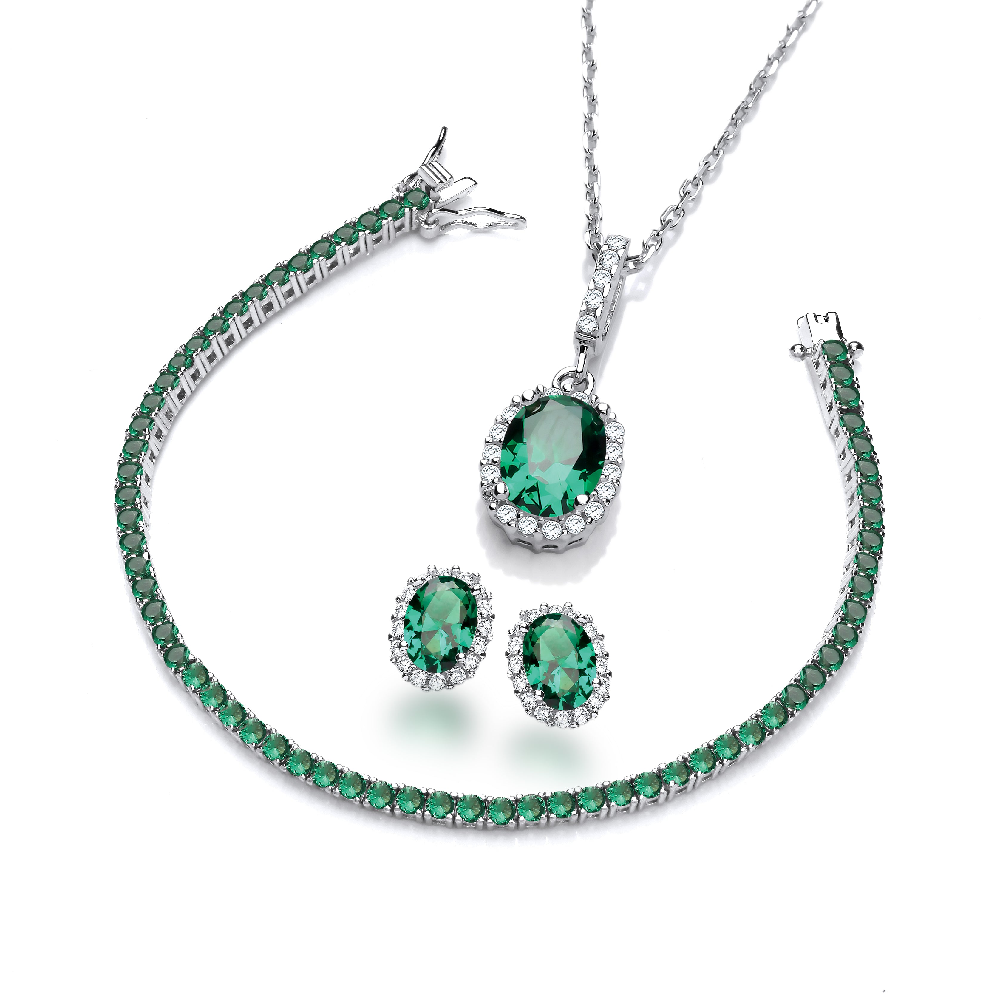 Cubic Zirconia Tennis Necklace and bracelet Jewellery Set – EchStudioCo