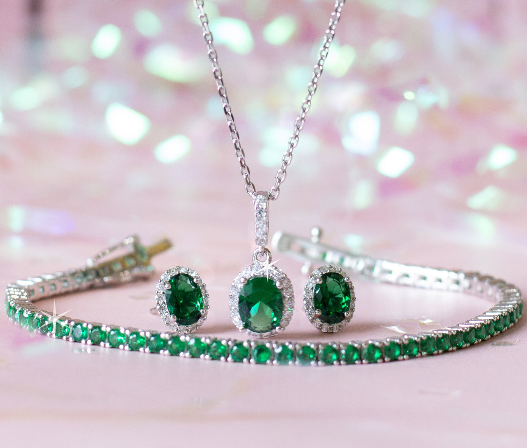  emerald green j jaz tannish bracelet necklace set 
