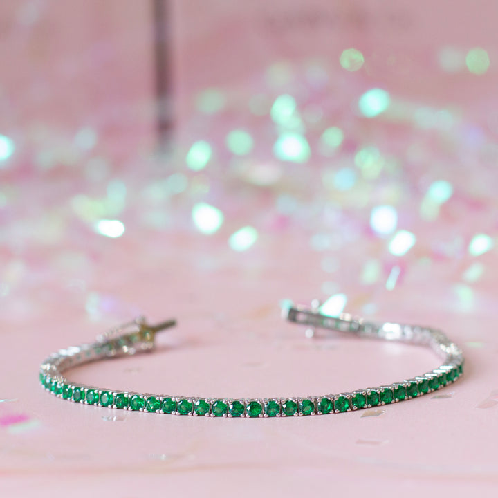 green emerald silver  bracelet 