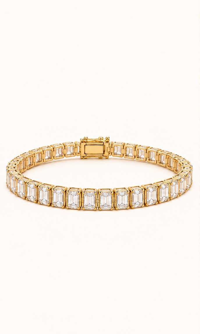 Emerald Cut Lab-Grown Diamond Tennis Bracelet