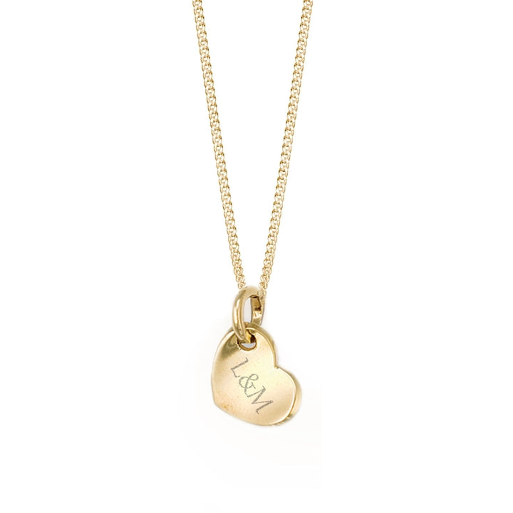 Engravable Initials Heart Necklace Pendant in 9ct Gold