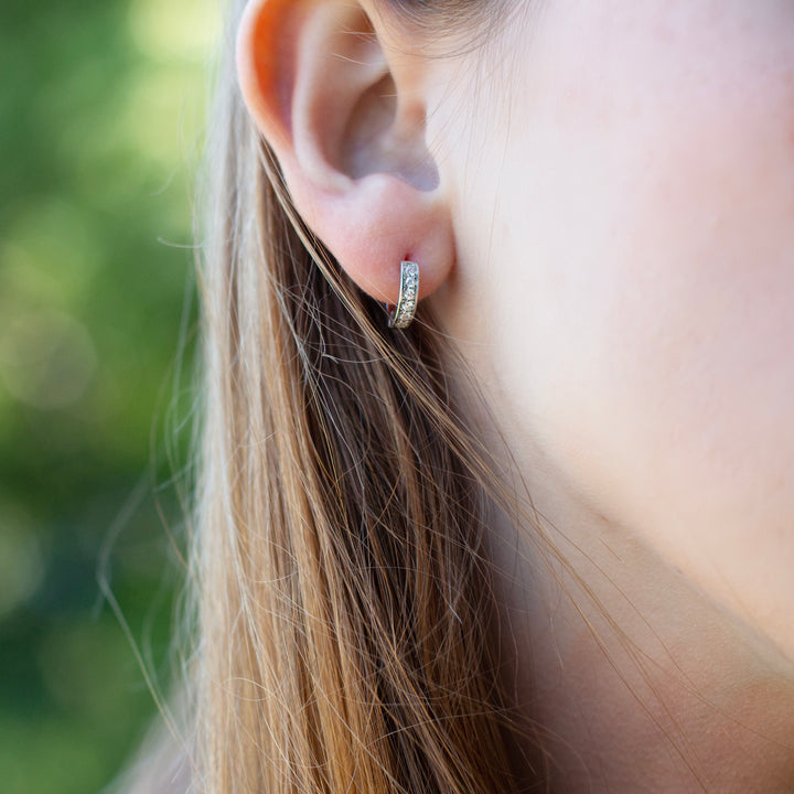 Essential Sparkle Clear Crystal Huggies Earrings in Silver