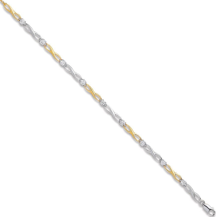 Infinity Linked CZ Bracelet In 9ct Gold
