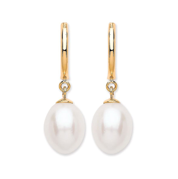 Freshwater Pearl Drop Studs In 9ct Gold