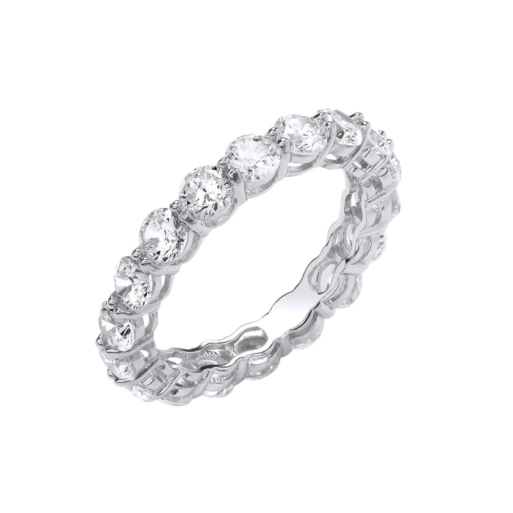 Full Eternity Clear Crystal Ring in Silver