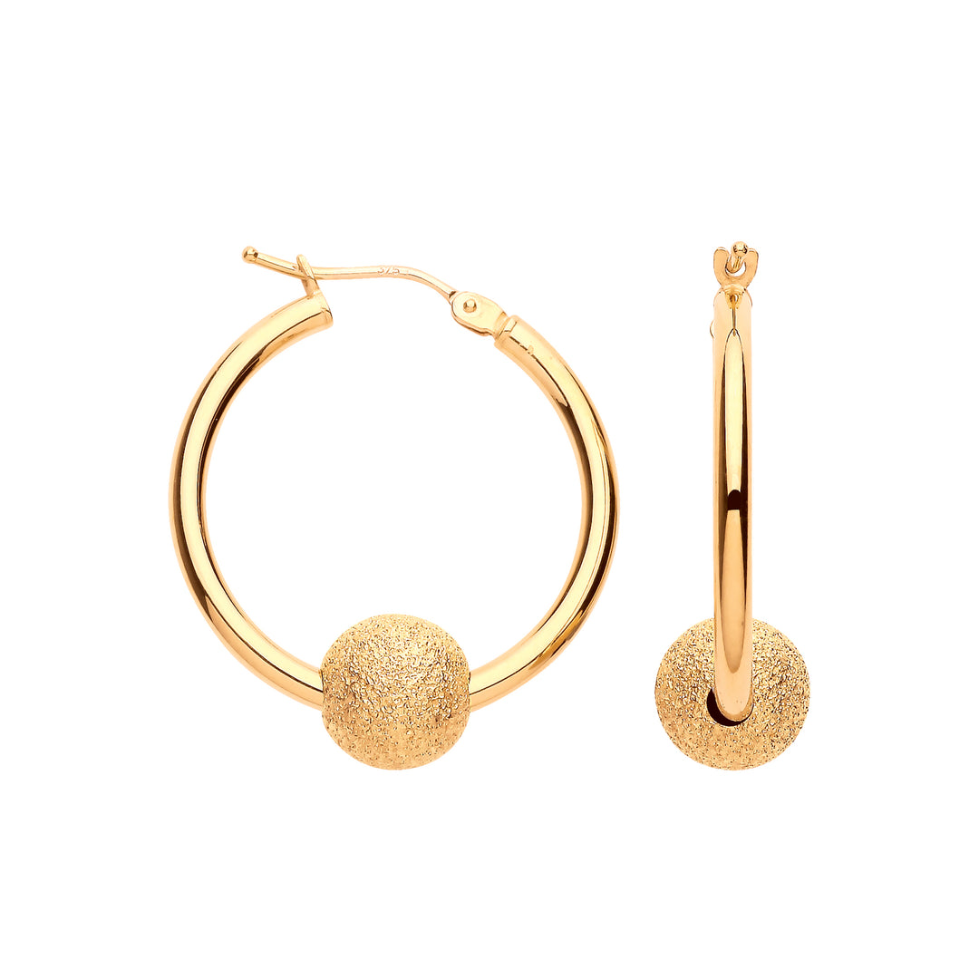 Glitter Ball  Hoop Earrings in Silver / Gold
