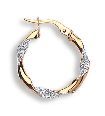 Glitter Twisted Medium Hoop Earrings in Silver / Gold