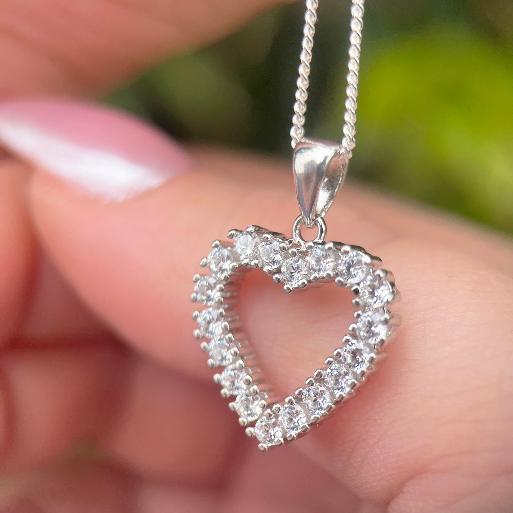 Uloveido Double Heart Pendant Necklace With Purple CZ - Valentine's Gift, Sterling Silver Plated